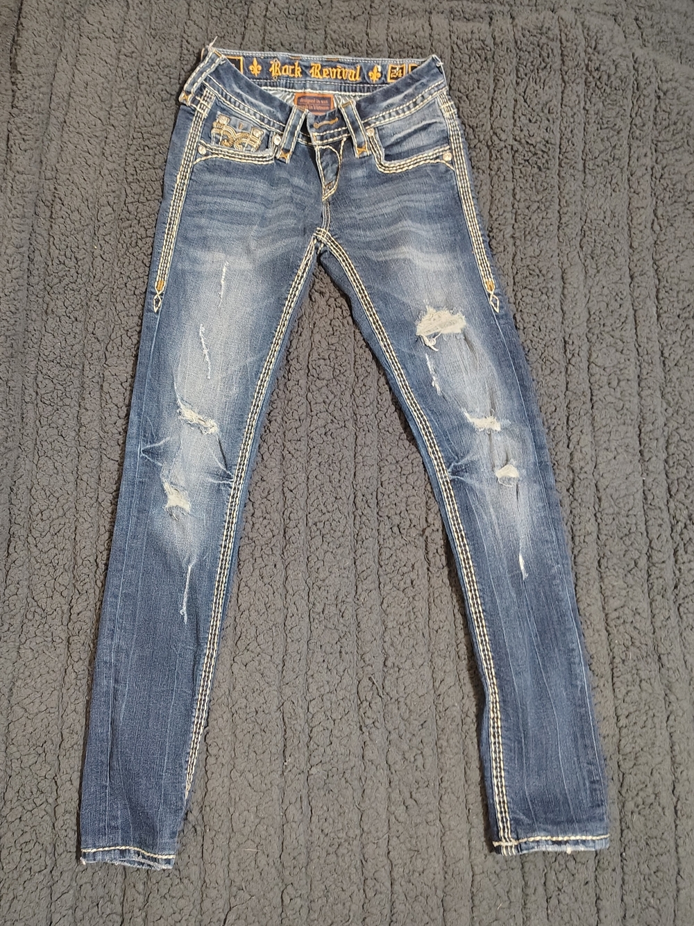 Rock Revival Women’s Distressed Skinny Jeans - Blue